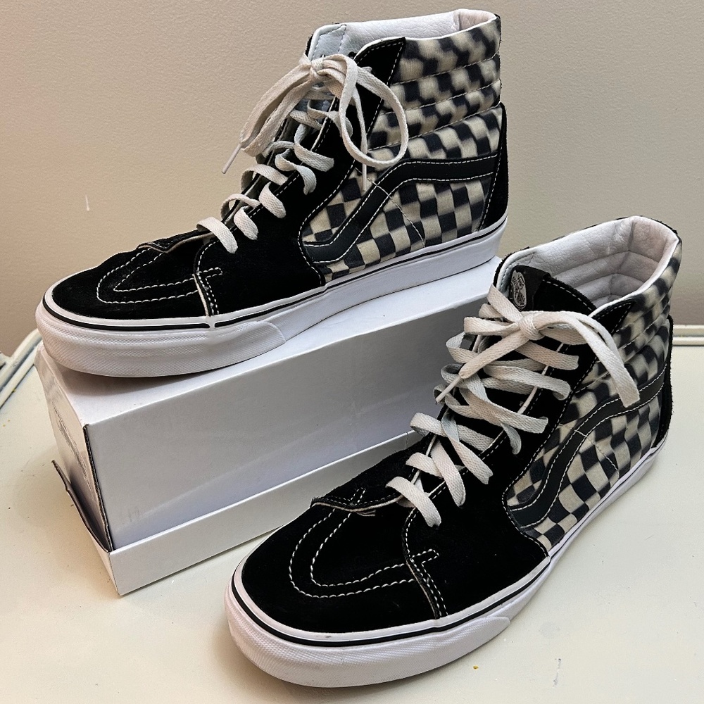 Vans sk8 Hi Blur Check Black White Checkerboard Unisex Shoes size 11.5 or 10 - Picture 1 of 8